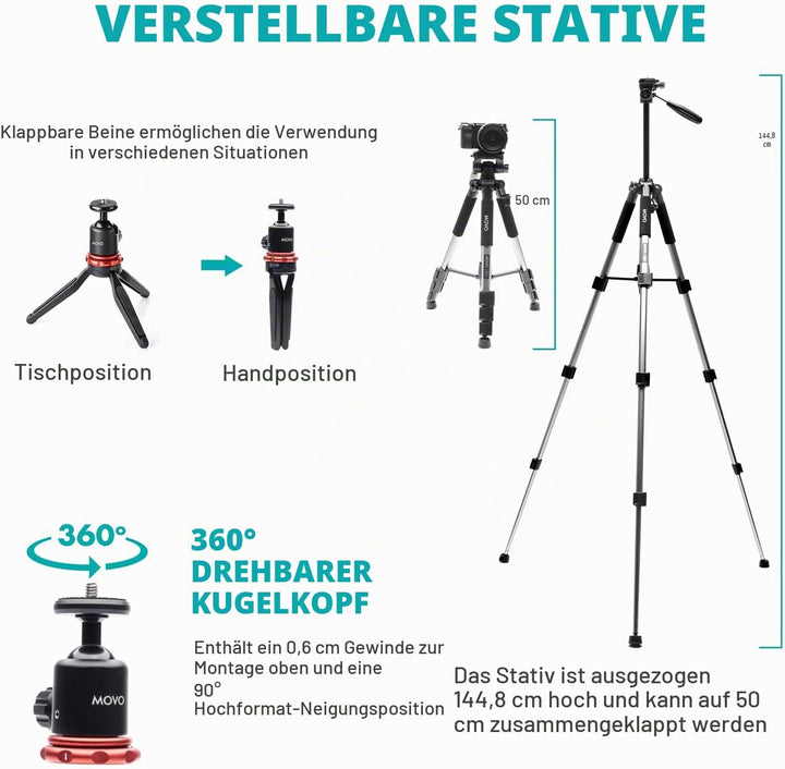 Movo iVlogger-PRO Vlogging-Kit für iPhone/Android – YouTube-Starter-Kit für Content Creator – Zubehö
