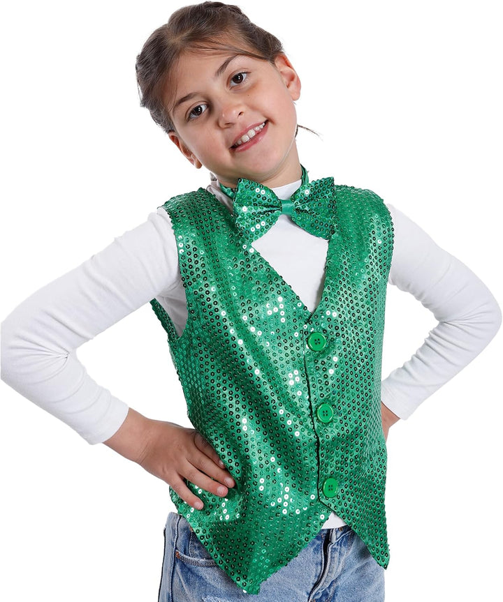 Carnavalife Paillettenweste für Jungen und Mädchen, Hip-Hop-Weste, Kostüm für Kinder, Party, Tanz, A