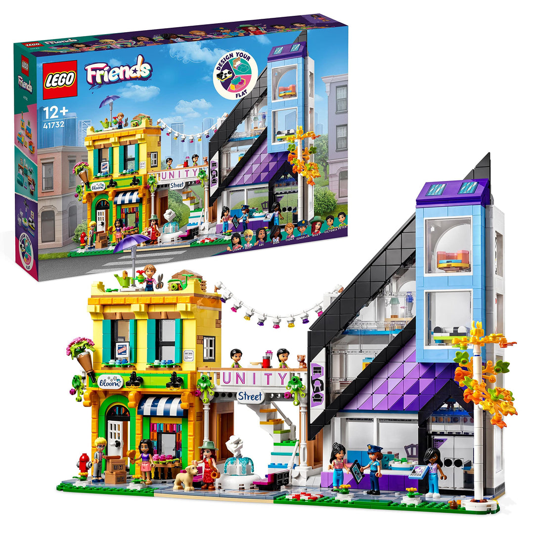 LEGO 41732 Friends Stadtzentrum, kreatives Modular Building Spielzeug, Dekorieren & Ausstellen im Pu