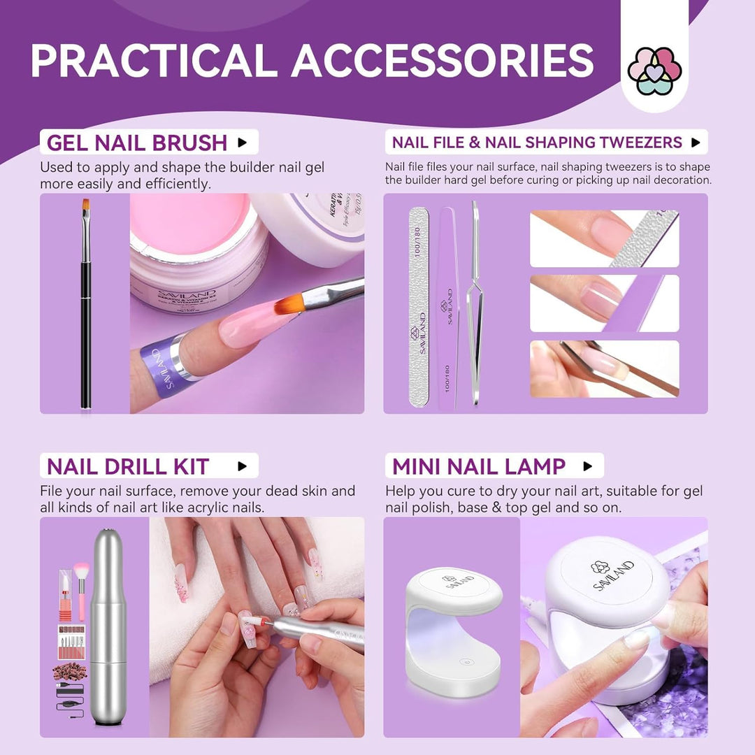 SAVILAND Builder Nail Gel Set – Klares&Rosa&Nude Aufbaugel für Gelnägel,Hartes Builder Gel für Nägel