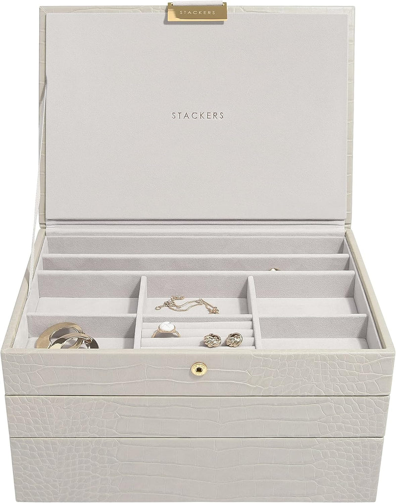 Stackers Putty Croc Texctured Classic Jewellery Box, Set of 3, Putty Croc