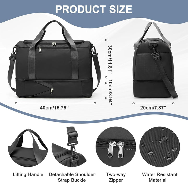 SEAFEW Reisetasche 24L, 40x30x20 Ryanair Handgepäck Tasche für Flugzeug Weekender Sporttasche Damen