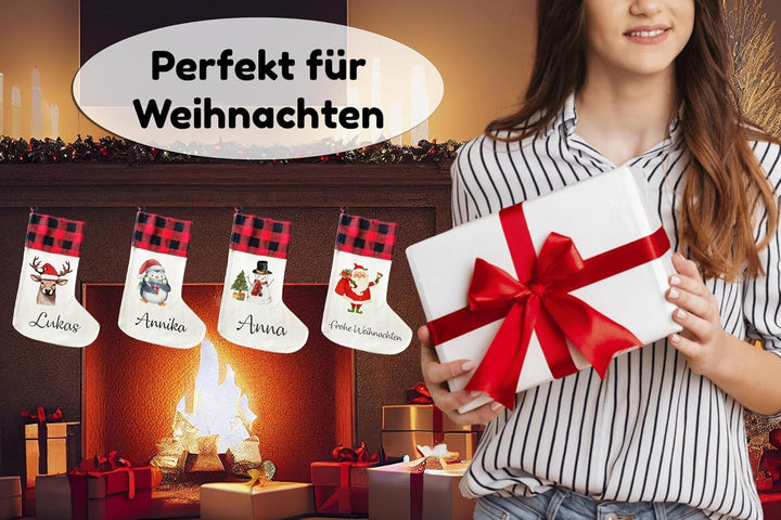 LIEBTASTISCH - Personalisierte Weihnachtssocken - 40cm x 30cm - Weihnachtsstrumpf zum Nikolaus oder