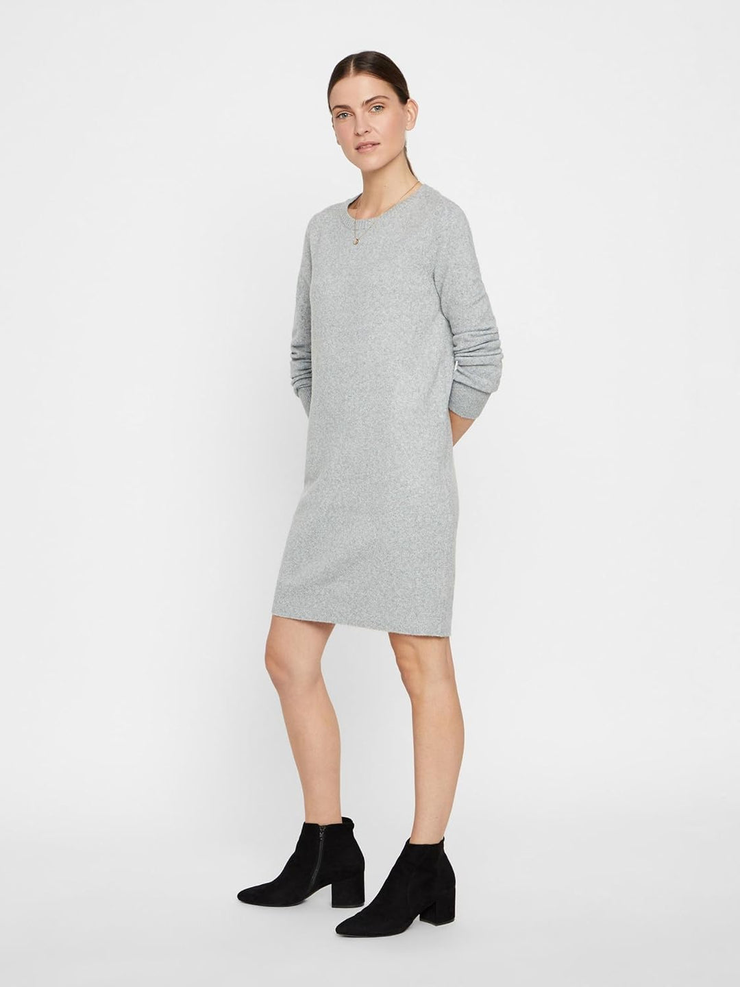 VERO MODA Damen Kleid 10215523 XS Light Grey Melange, XS Light Grey Melange