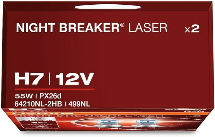 Osram Night Breaker Laser H7 next Generation, +150% mehr Helligkeit, Halogen-Scheinwerferlampe, 6421