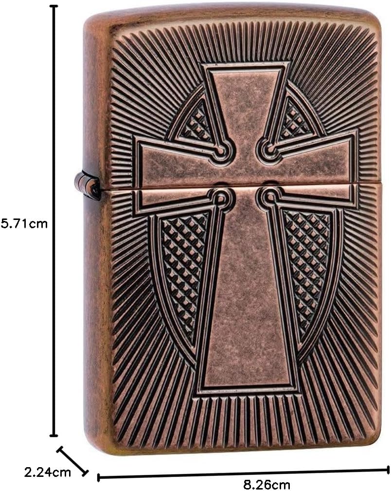 ZIPPO - Deep Carve Cross Design - Antique Copper, Deep Carve - Sturmfeuerzeug, befüllbar, in hochwer