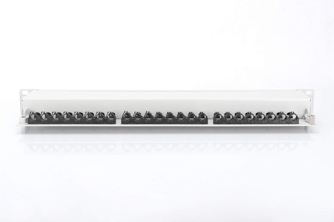 DIGITUS Patchpanel - 19-Zoll - Cat-6A - 24-Port RJ45 - Geschirmt - LSA Patch-Feld - Rack-Montage 1HE