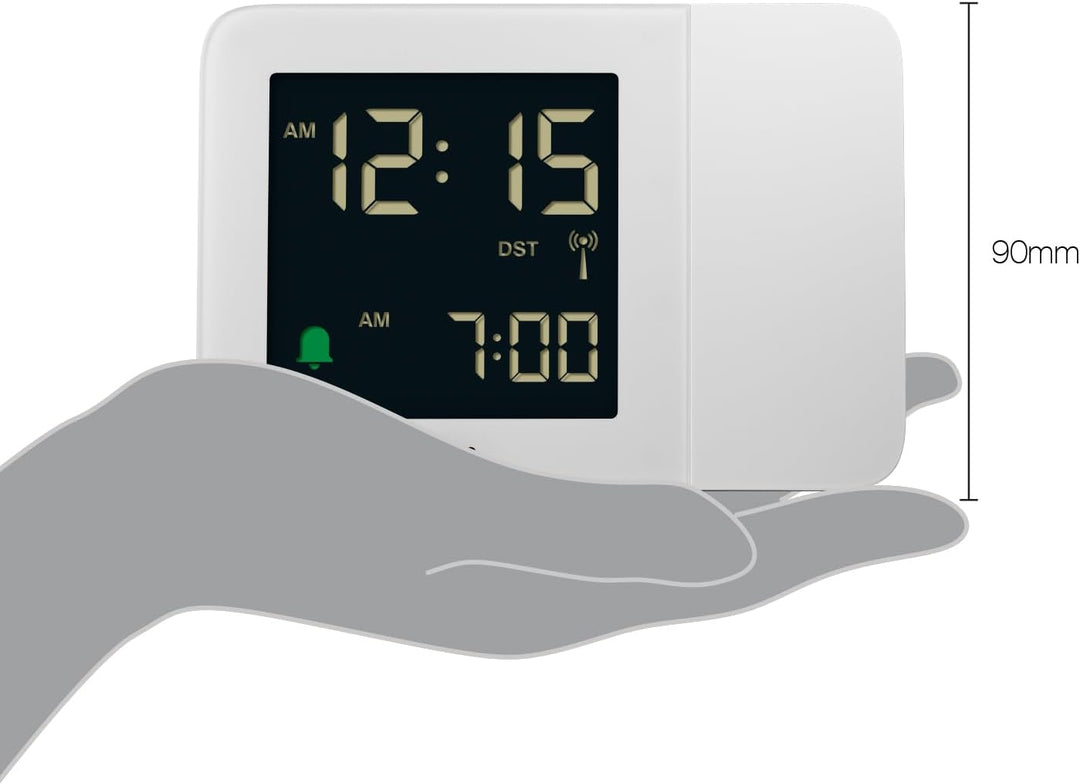 Braun Digitaler Funk-Projektionswecker für die mitteleuropäische Zeitzone (DCF) mit negativem LCD-Di