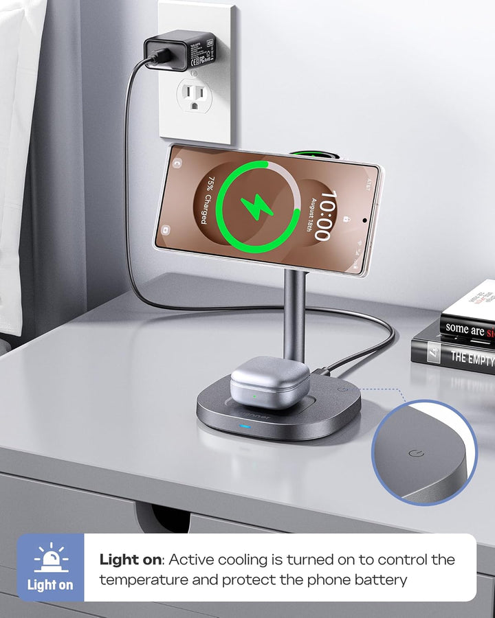 3 in 1 Induktive Ladestation für Samsung, 15W Wireless Charger mit TEC-Kühlung, Magsafe-Ladegerät fü