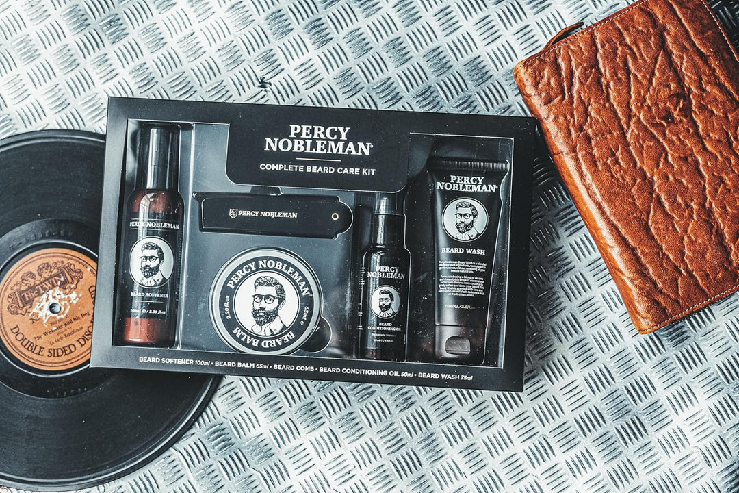 Percy Nobleman, Komplettes Bartpflege-Set mit Bartweichmacher, duftendem Bartöl, Bartbalsam, Bartwäs