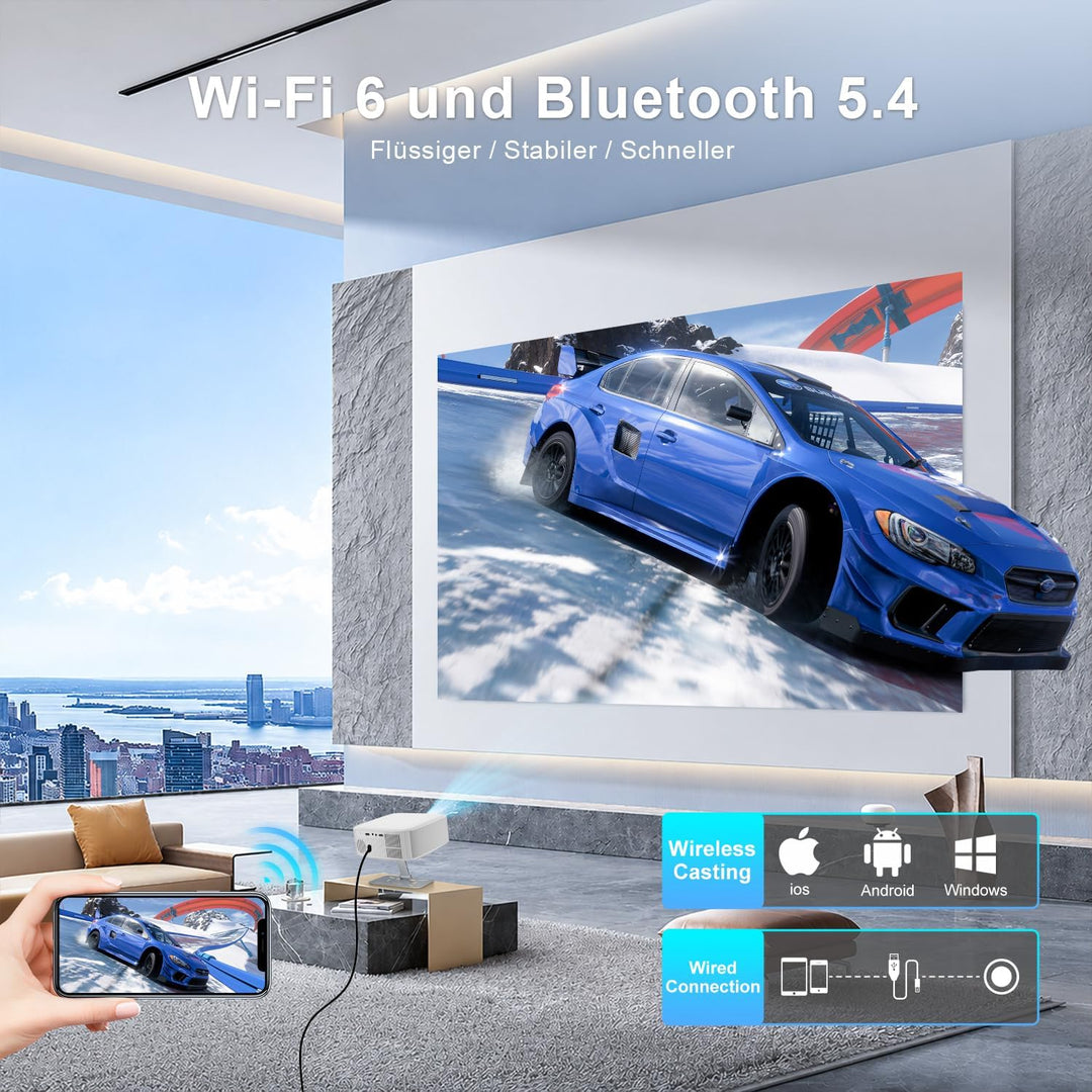 Salange Beamer,Kompatibel mit Netflix,Native 1080P Projektor Unterstützt 4K,mit WiFi und Bluetooth 5