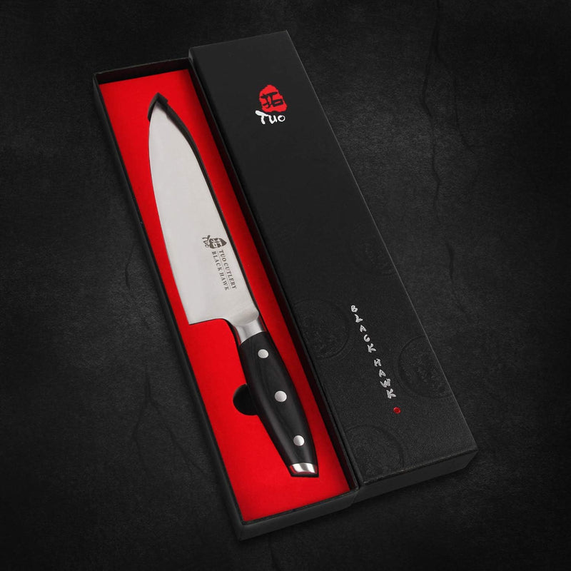 TUO Profi Kochmesser aus Deutschem Edelstahl, 20cm Chefmesser, Scharfes Küchenmesser mit Full Tang P
