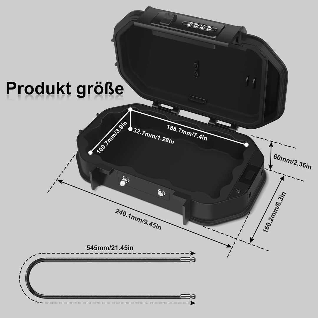 [IP68 Wasserdicht]Diyife Tragbarer Tresor, Mini Tresor, 4 Stellig Zahlencode, Abnehmbare Kabel, Dopp