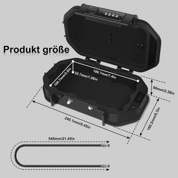 [IP68 Wasserdicht]Diyife Tragbarer Tresor, Mini Tresor, 4 Stellig Zahlencode, Abnehmbare Kabel, Dopp