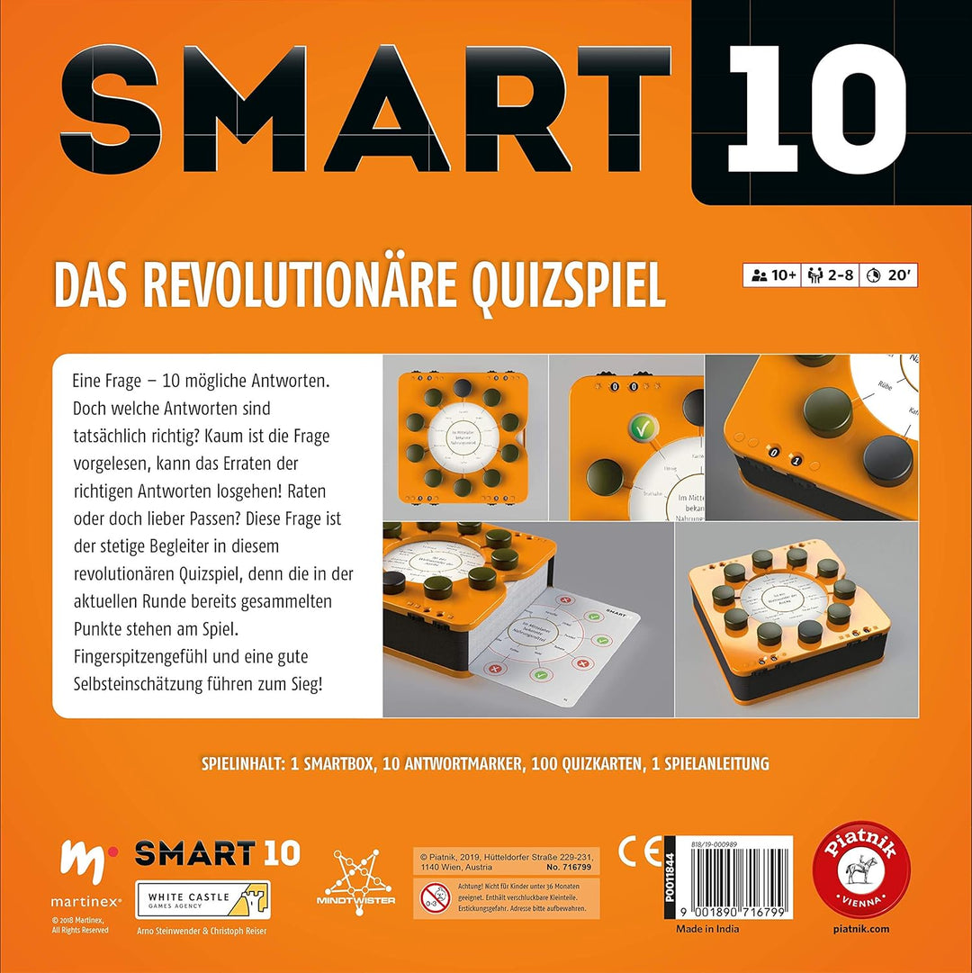 Piatnik 7167 - Smart 10 | Das revolutionäre Alleswisser Brettspiel I Für die Quizfreunde | Wer ist d