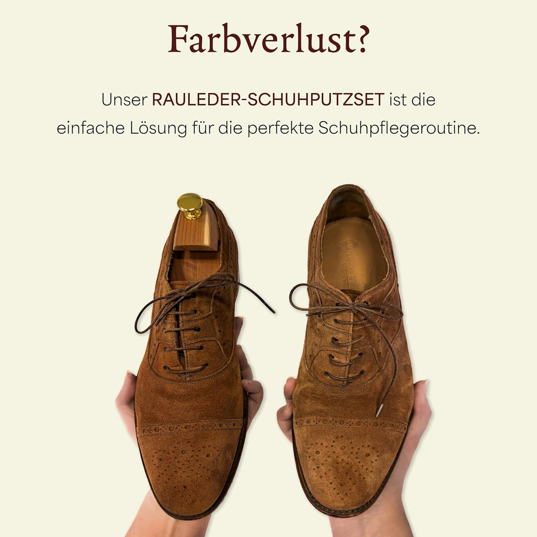 Langer &amp; Messmer Schuhpflegeset für Rauleder - Schuhputzset mit Schuhbürsten zur Nubukleder Pflege u