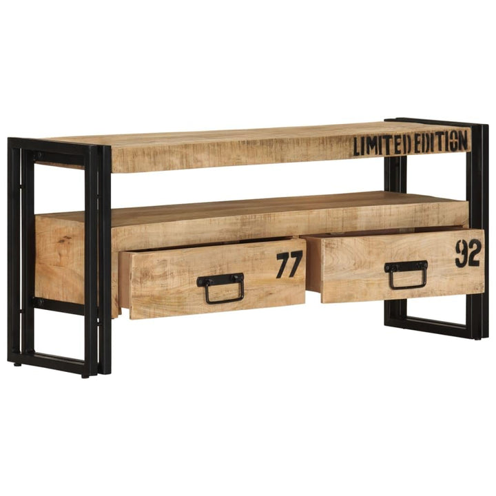 vidaXL Mangoholz Massiv TV Schrank mit 2 Schubladen 1 Fach TV Board Möbel Lowboard Fernsehschrank Fe