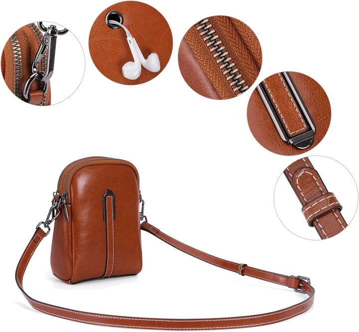 HUA ANGEL UmhäNgetasche Handy Mit GeldböRse Echtleder Leicht Kleine Handtasche Mini Schultertasche B