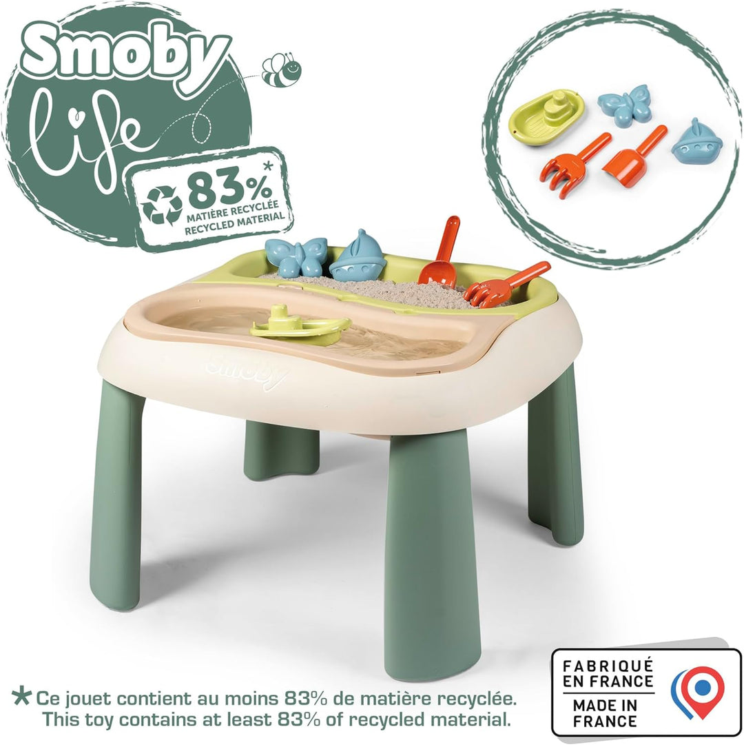 Smoby Life - Sand- und Wassertisch - 83% Recyclinganteil - Outdoor-Spielzeug mit Zubehör - UV-bestän