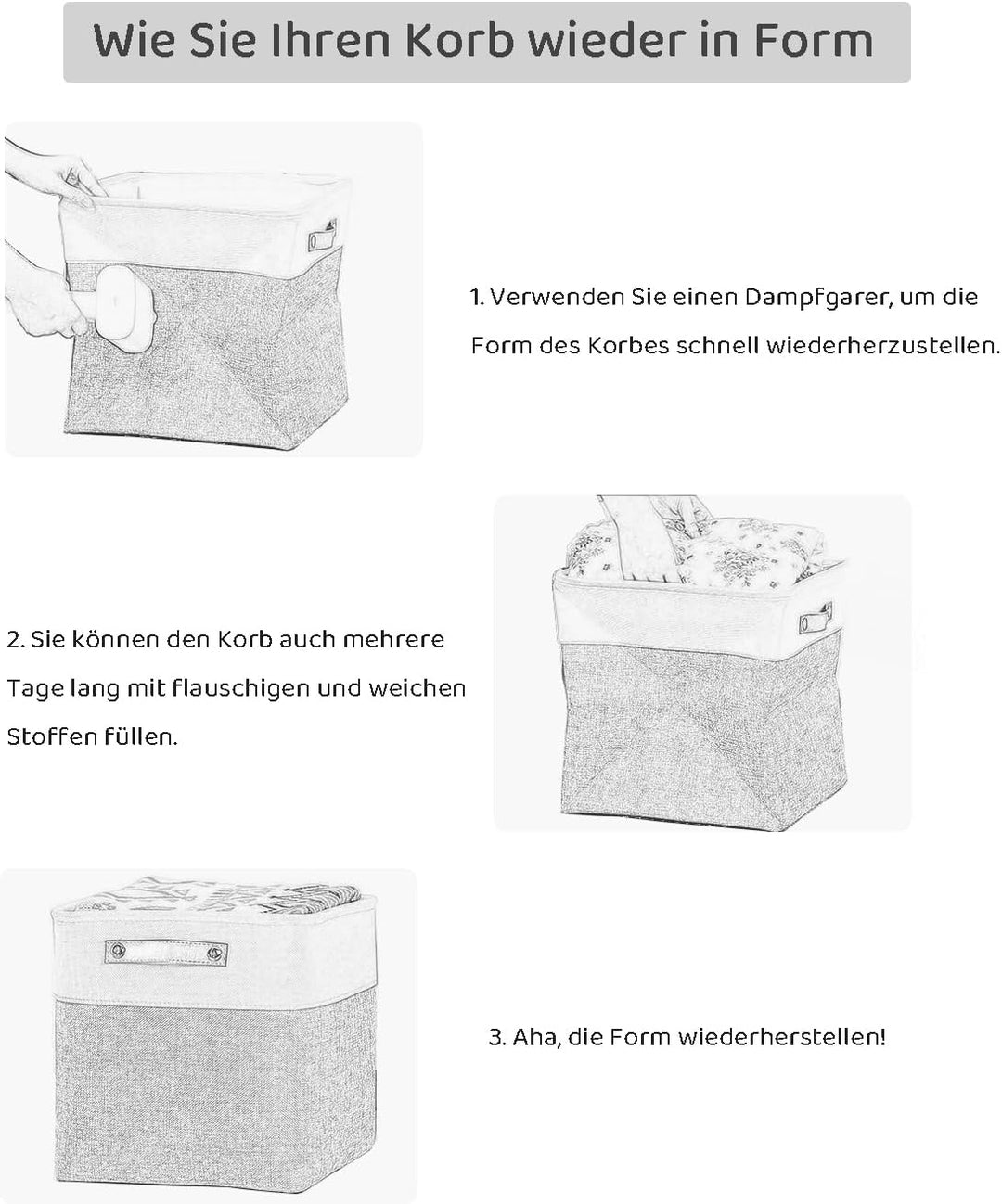Mangata Aufbewahrungsboxen aus gewebtem Stoff, Segeltuch Organizer 3er-Set für Kleidung, Spielzeug,