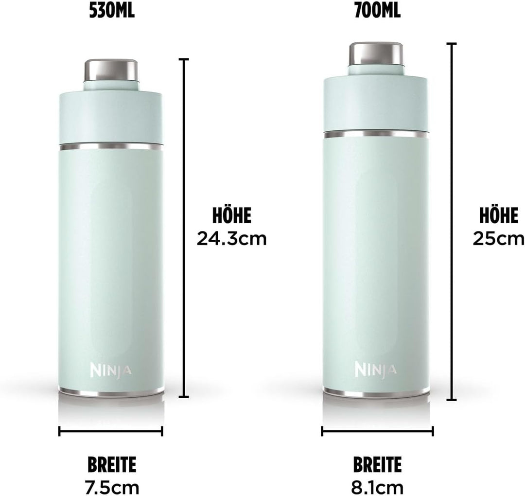 Ninja Thirsti Wasserflasche/Thermobecher to go, 530ml, auslaufsicherer Deckel, für kohlensäurehaltig