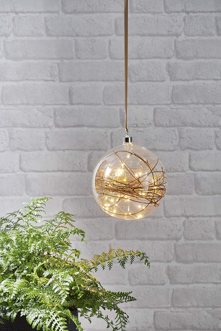 EGLO LED-Weihnachtskugel für Innen, beleuchtete Glaskugel zum Aufhängen Ø 20 cm, Leuchtkugel zum Hän