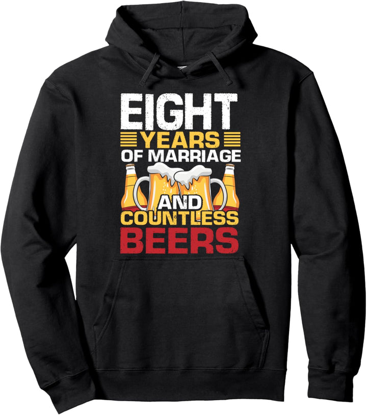 8th Wedding Anniversary Gifts for Him Her Husband Couples Pullover Hoodie