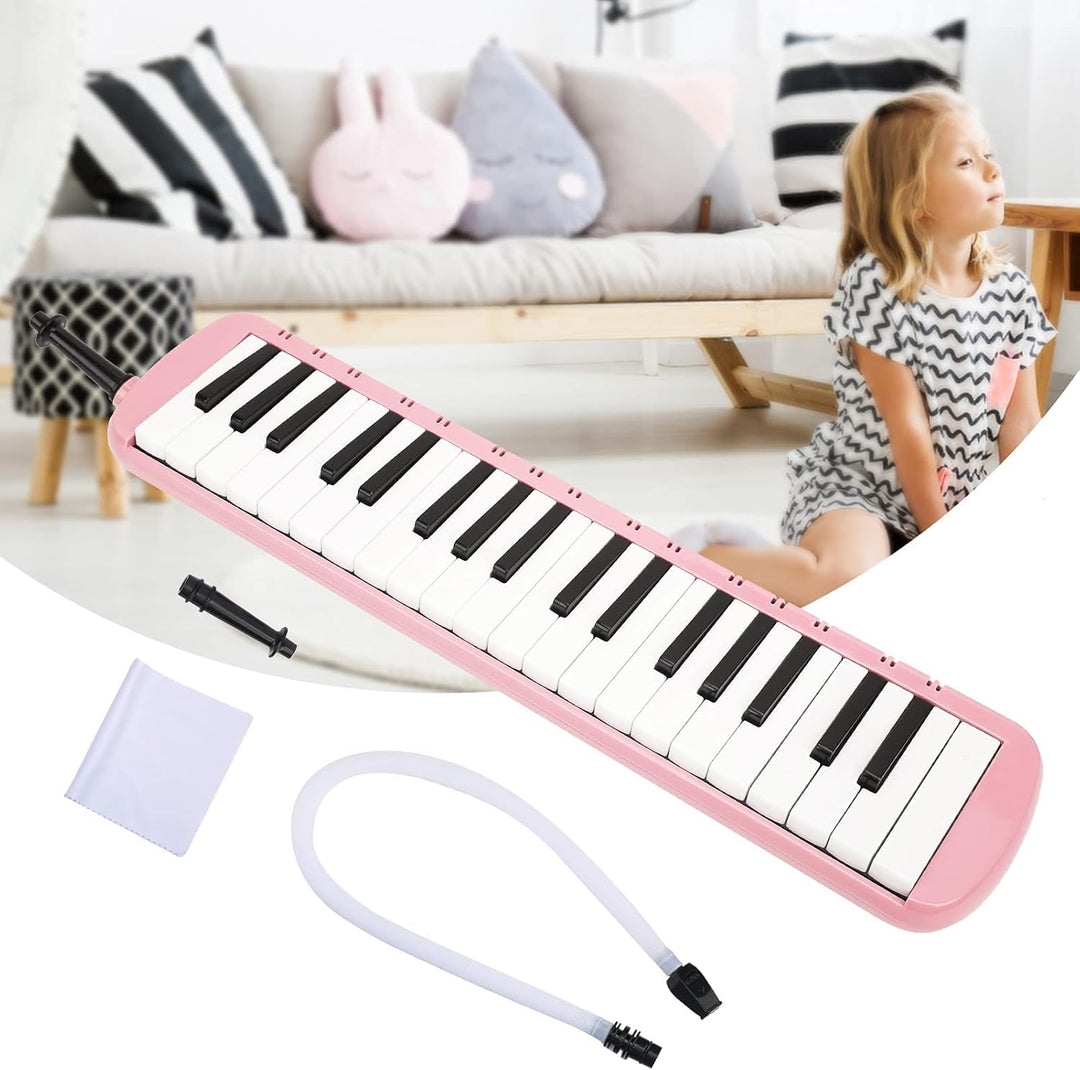 Melodica 37 Tasten Tastatur Melodica Blasmusikinstrument für Anfänger Professionelles Training (Rosa