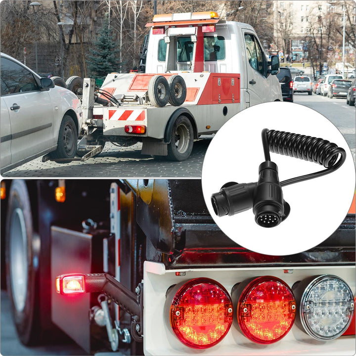 QWORK® 2M Anhängerkabel mit Stecker, 13 auf 13 polig, für 12 V Systeme - Wasserdicht und Langlebig 2