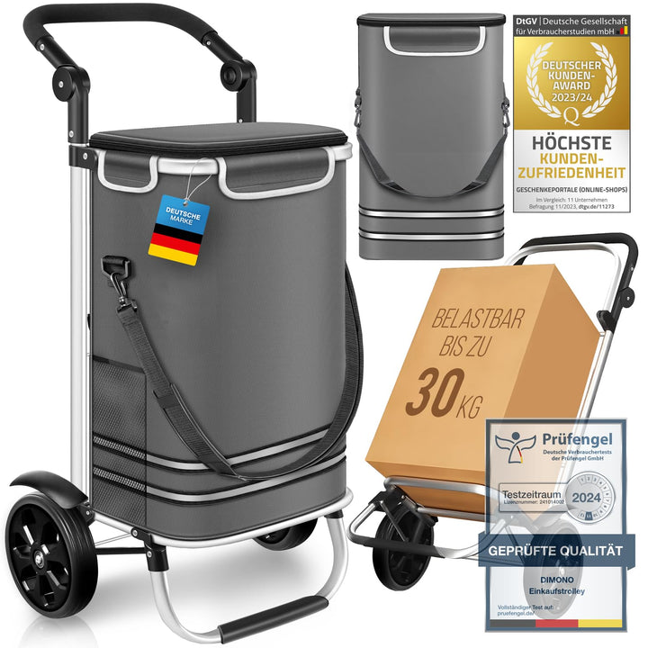 Dimono® Einkaufstrolley Klappbarer 3 in1 Trolley zum Einkaufen; 56 Liter inkl. Kühlfach; Transportwa