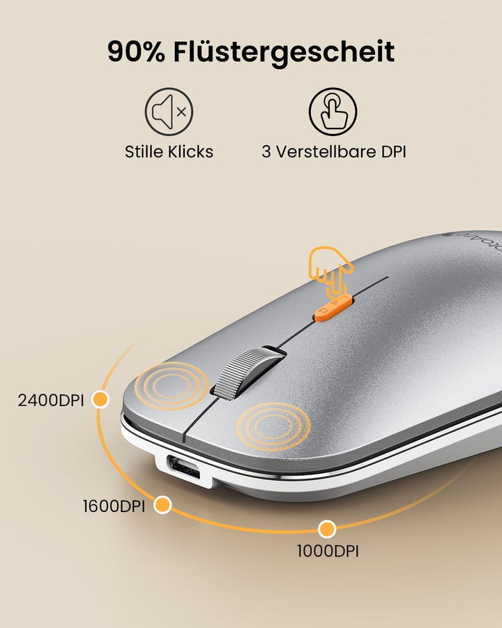 ProtoArc Beleuchtete Kompakte Bluetooth-Tastatur und Maus für Mac, KM90-A Mehrgeräte Kabellose QWERT