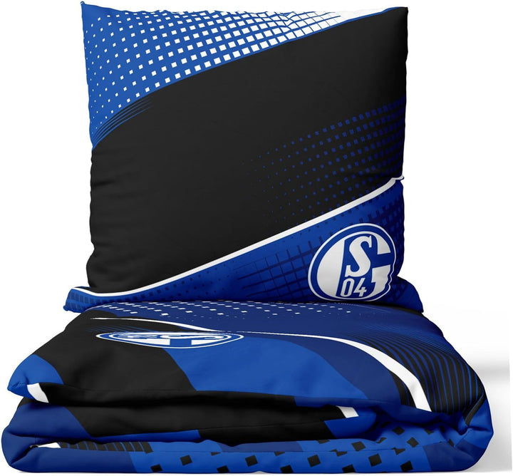 FC Schalke 04 Bettwäsche schwarz blau ca. 200 x 135 cm (Decke), ca. 80 x 80 cm (Kissen), ca. 200 x 1