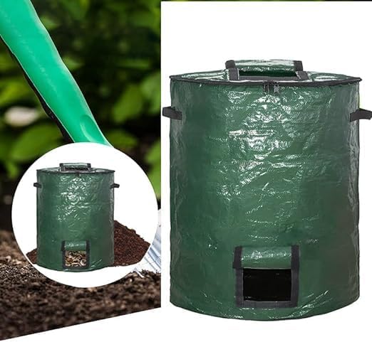 Grosser Kompostbeutel, 300 l, Gartenkomposteimer für Hof-Mülltonnen (grün, 1 Stück) Grün 80 gallon,