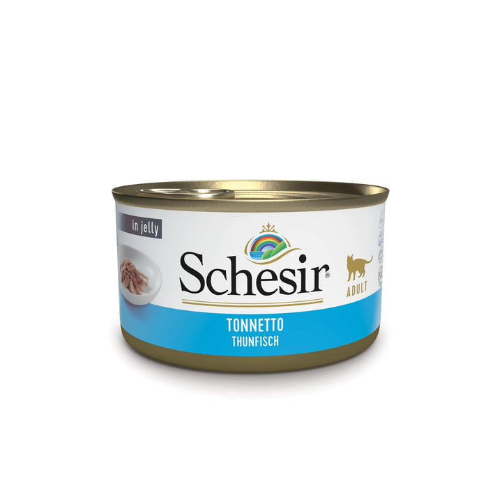 Schesir , Nassfutter für ausgewachsene Katzen mit Thunfischgeschmack, Filets und Weichgelee — Insges