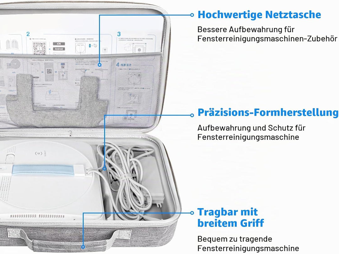 Tasche kompatibel mit Ecovacs Mini Fensterroboter, Koffer für Fensterroboter(37x26x8cm), mit Doppelt