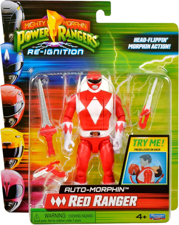 Power Rangers - Auto-Morphin, 2-in-1-Figur mit Gelenken, 15 cm, roter Ranger – Jason Lee Scott, für