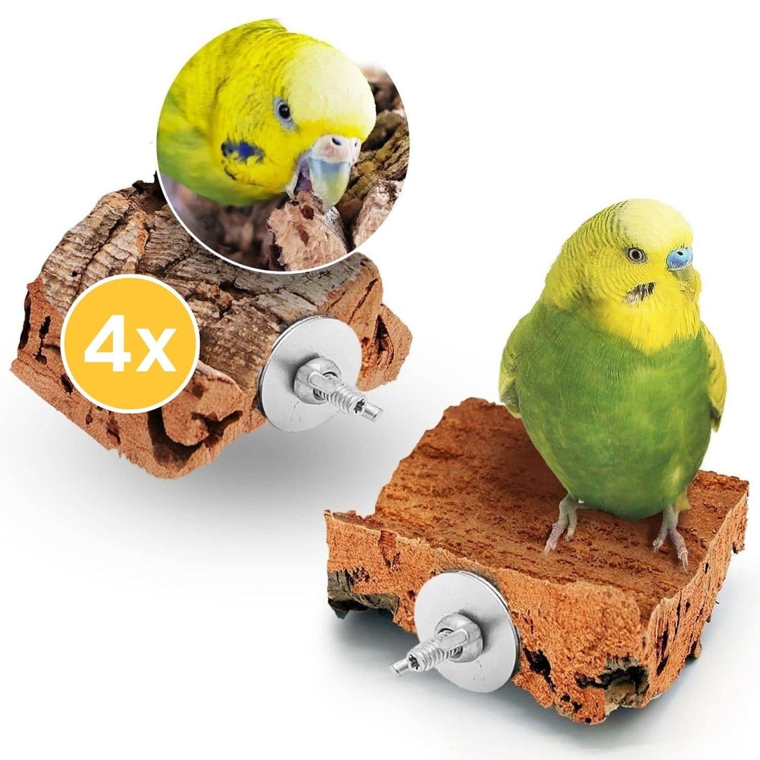 Vogelgaleria® 4 x Kork-Pickstein für Vögel. Die leckere Alternative zum Kalkstein oder Sepia-Schale,