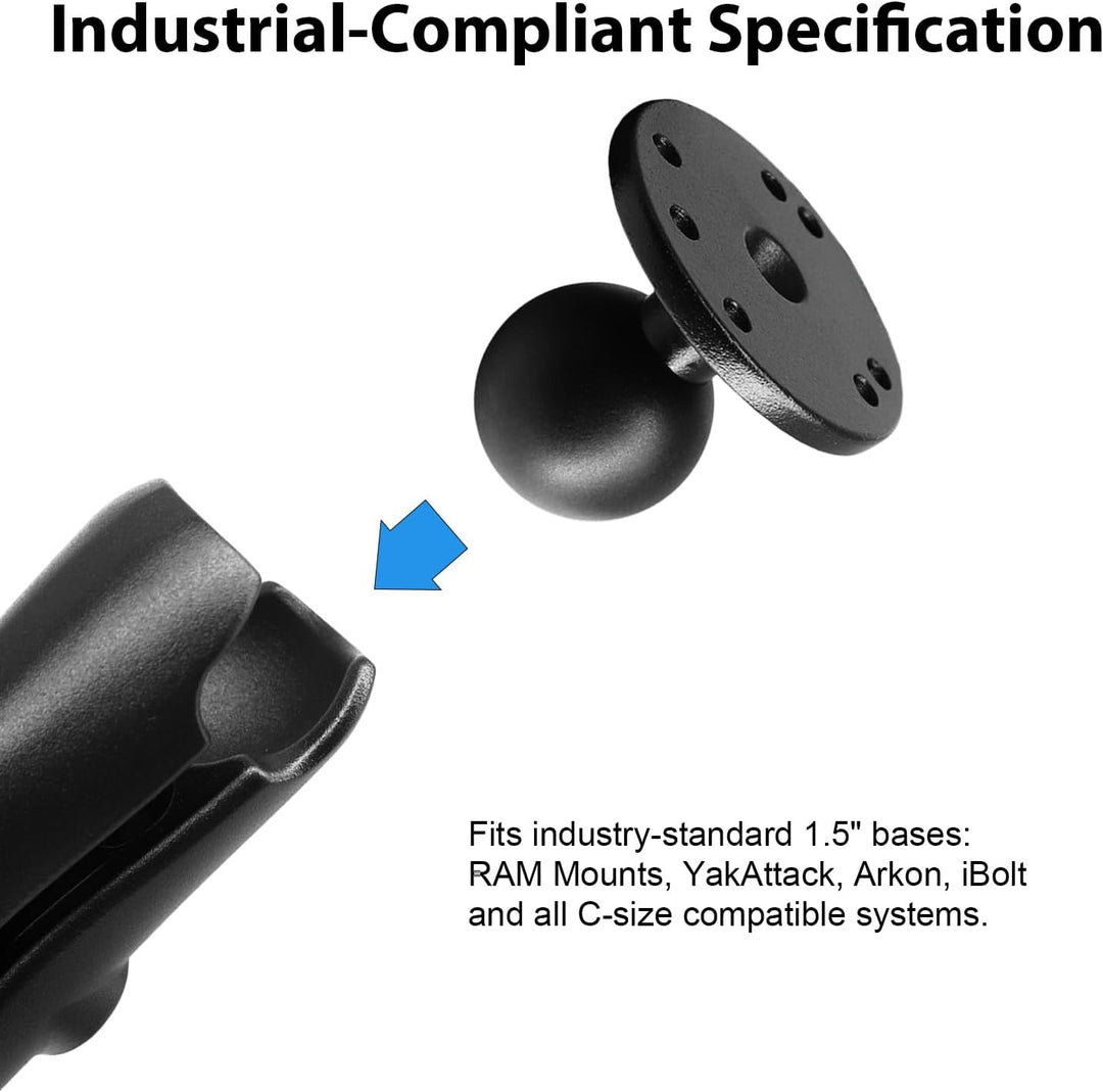1,5 Zoll/C-Grösse / 38mm Kugelhalterung aus Aluminiumgusslegierung, AMPS-Loch-Rundplattenbasis, Komp
