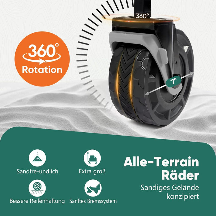 Sekey XXL Bollerwagen Faltbar mit Erweiterbarer Heckklappe 135L & 200L, Faltbarer Bollerwagen Klappb