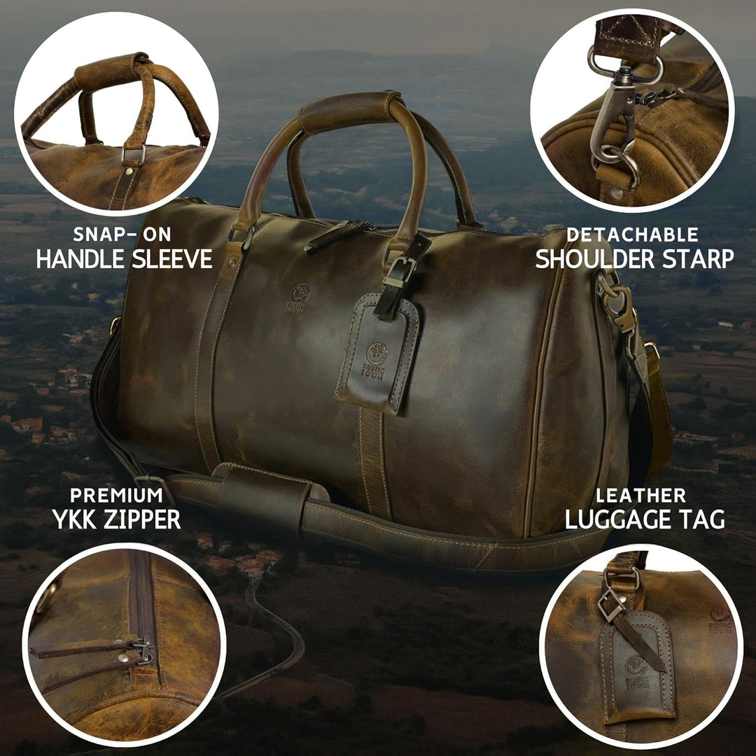 Rustic Town gross Leder Reisetasche - Carry On Vintage Umhängetasche Duffel Bag Weekender Tasche für