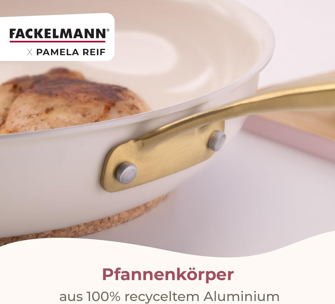 Fackelmann x Pamela Reif Bratpfanne Ø 24 cm – aus recyceltem Aluminium mit PFAS-freier keramischer B