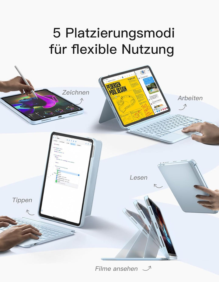 Inateck Hülle mit Tastatur für iPad 10 Generation 10,9 Zoll,11 Generation 2025 A16 11 Zoll,Tastatur
