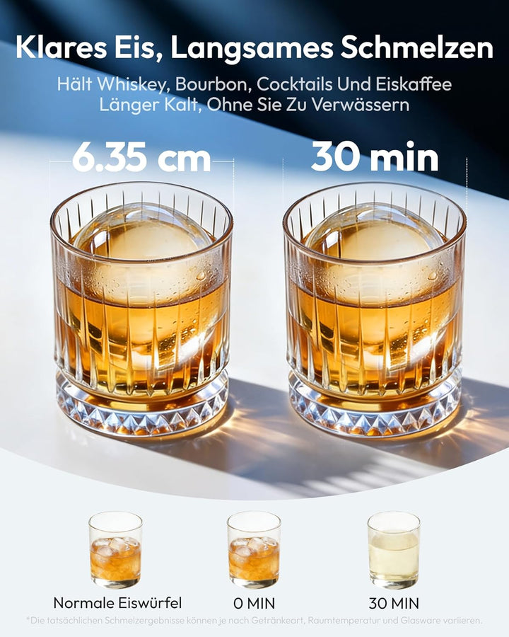 EUHOMY Kugelförmiger Eiswürfelmaschine, Eiswürfelbereiter für Grosse Eisbällen –108 Stück/Tag Selbst