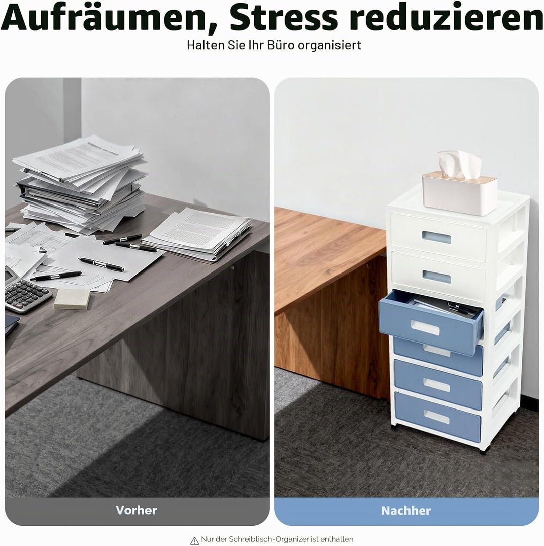 Schubladenschrank Kunststoff mit Rollen,Rollcontainer mit Schubladen Wagen,6-Schubladen-Aufbewahrung