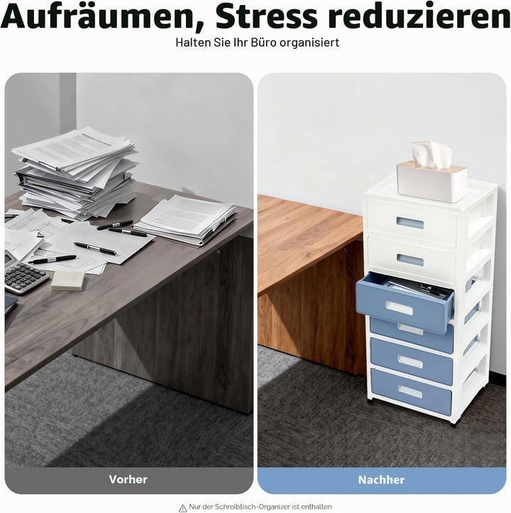 Schubladenschrank Kunststoff mit Rollen,Rollcontainer mit Schubladen Wagen,6-Schubladen-Aufbewahrung