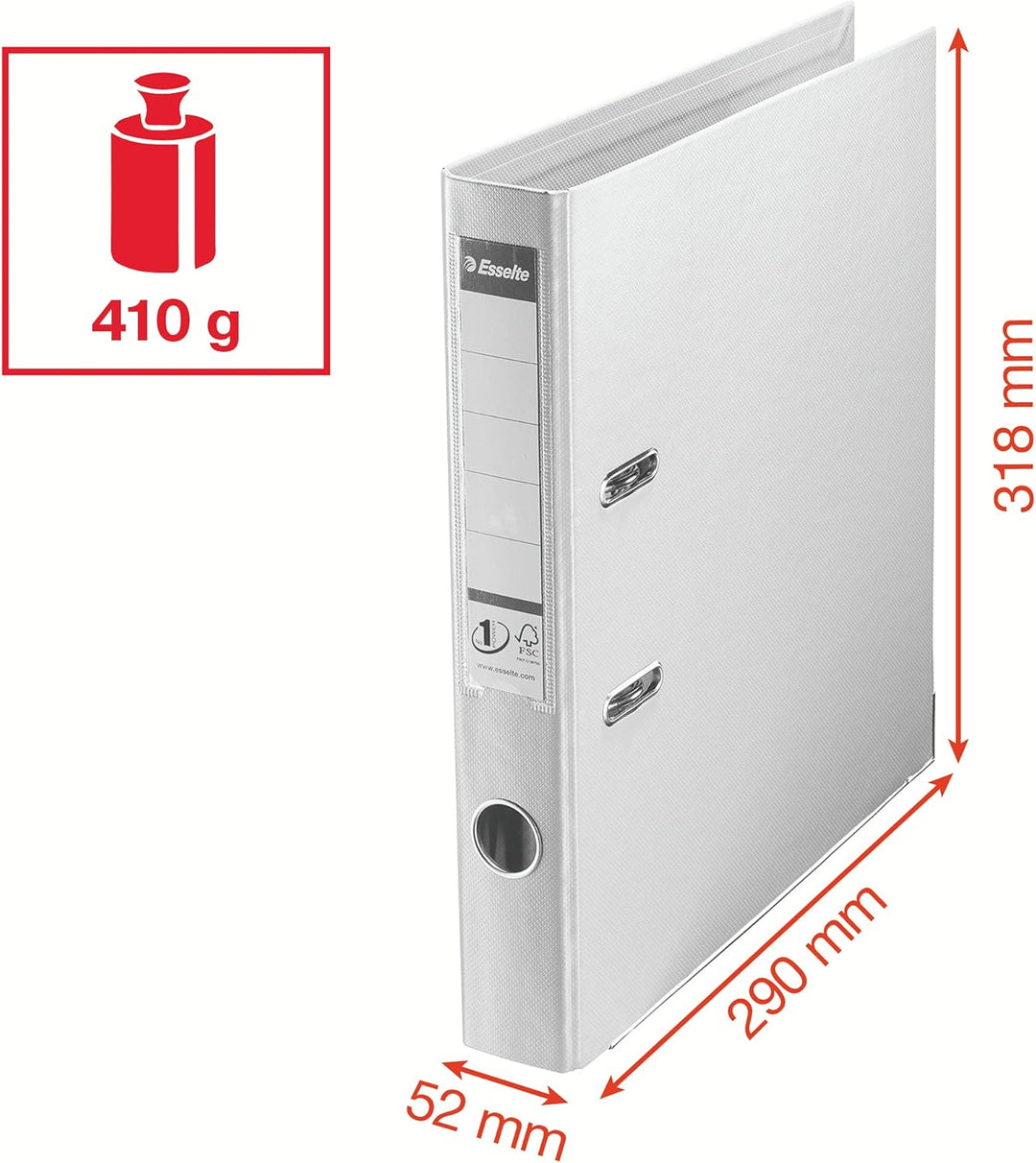 Esselte Ordner, A4, 10er Pack, 50 mm Rückenbreite, Kunststoff, schwarz, 811470 Schmal Schwarz 10er P