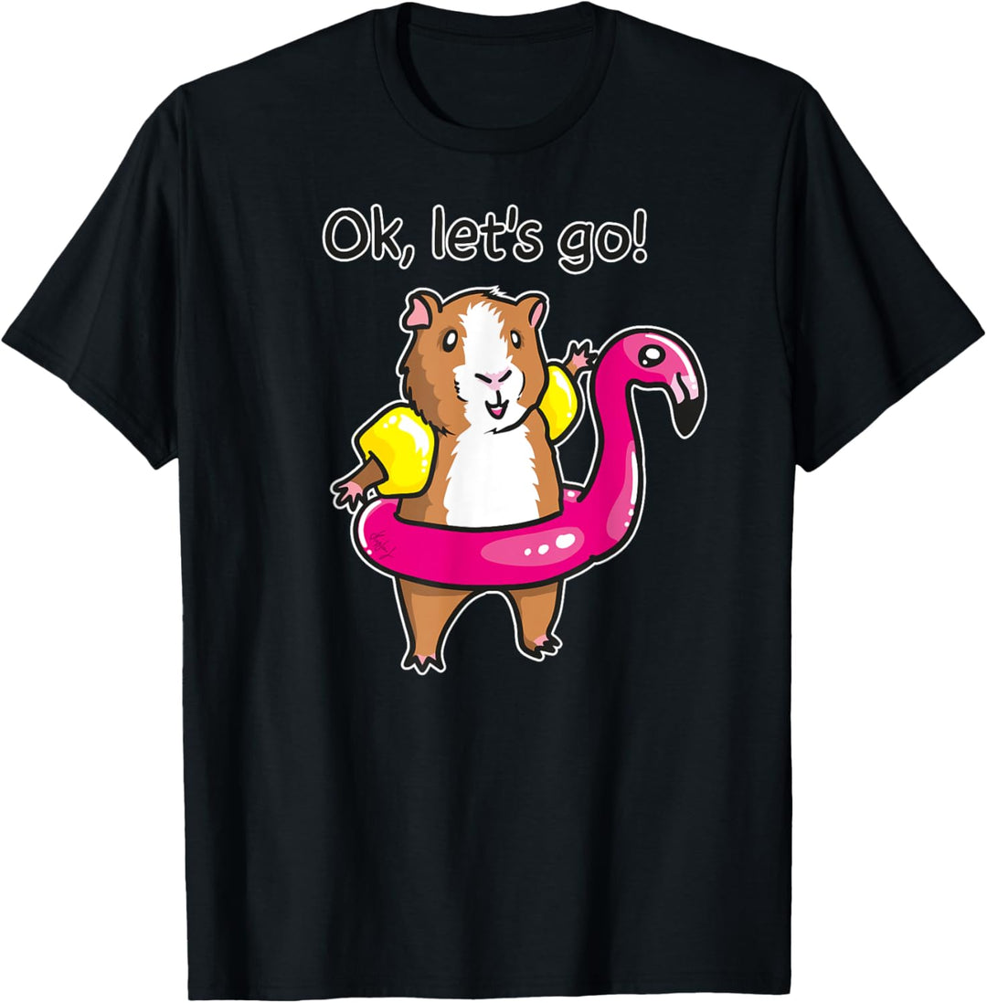 Meerschweinchen T-Shirt mit Flamingo Schwimmring T-Shirt