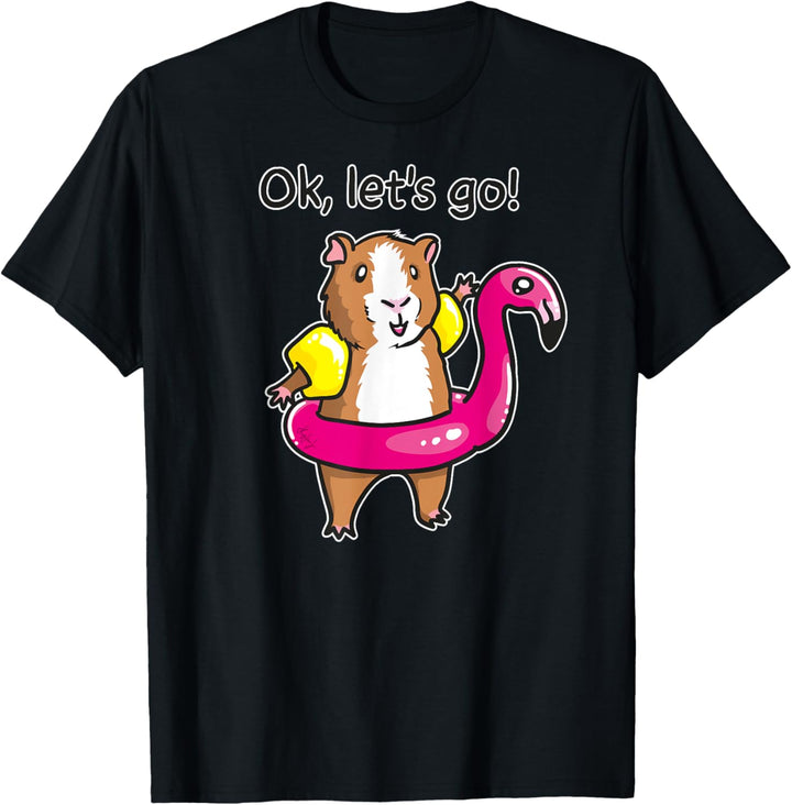 Meerschweinchen T-Shirt mit Flamingo Schwimmring T-Shirt