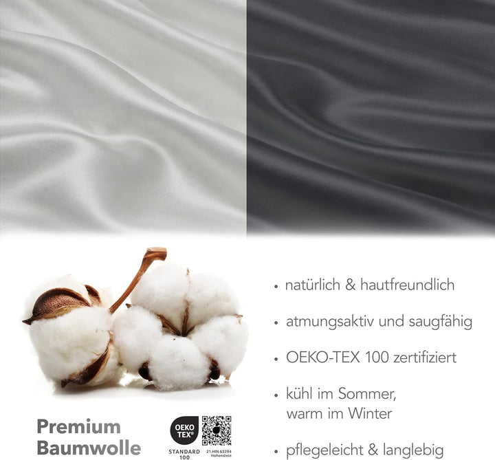 BLUE MOON Premium Mako-Satin Wendebettwäsche - Satin-Bettzeug - Bettwäsche aus 100% Baumwolle - Made