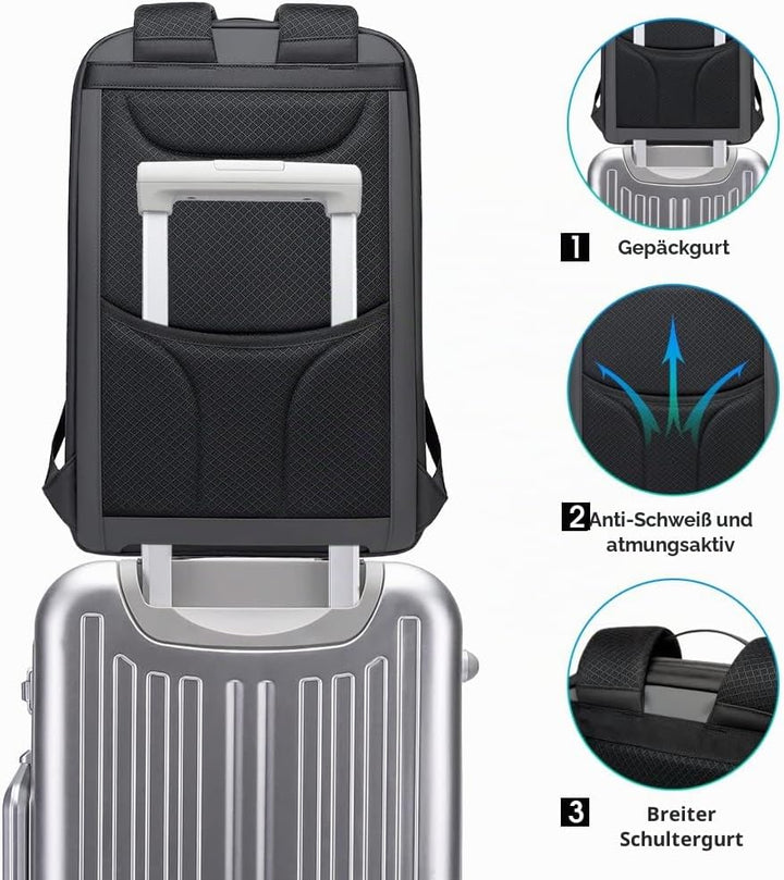 BANGE Anti-Diebstahl-Rucksack mit USB-Ladeanschluss, leichter Business-Rucksack für Damen und Herren